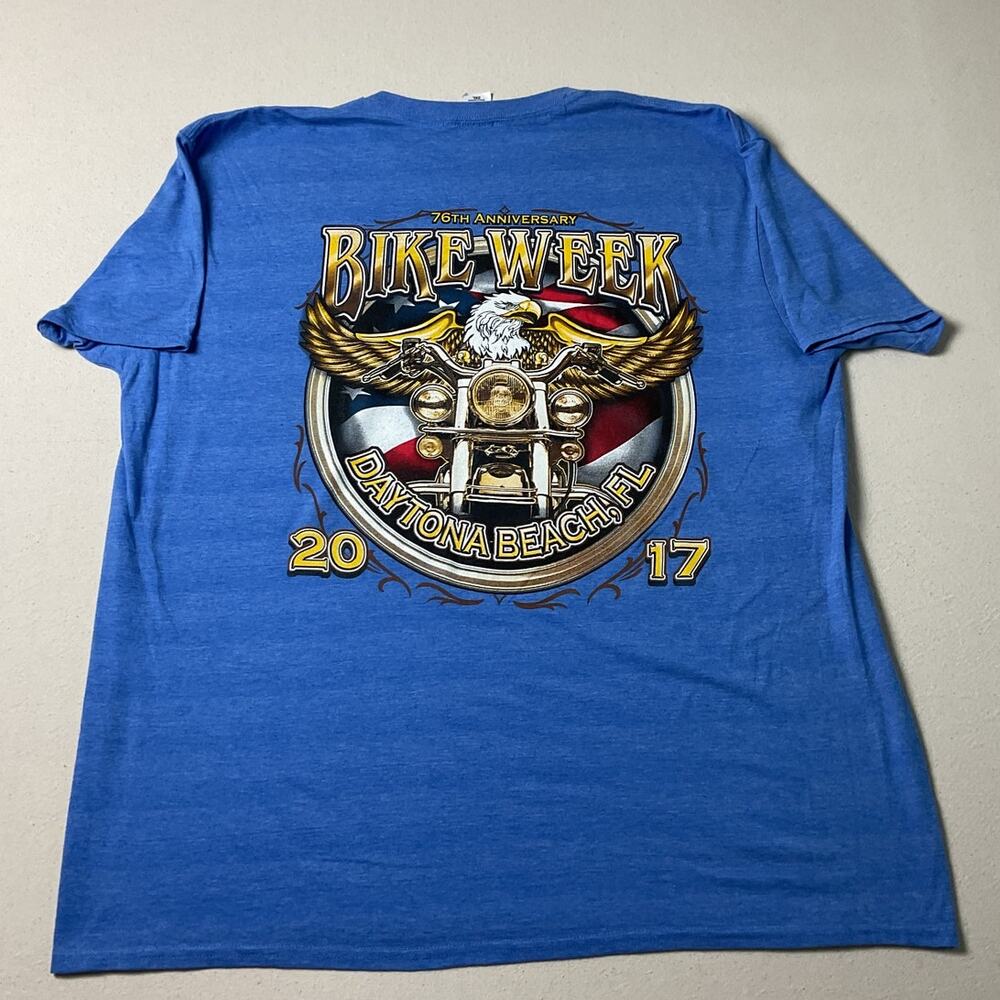 Vintage Bike Week Daytona Beach 76th Anniversary Blue Mens 2XL T-Shirt